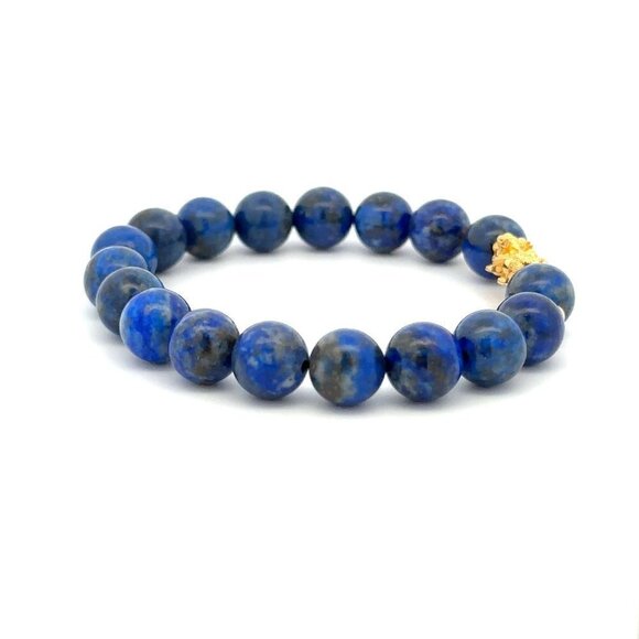 18K Gold Dragon Pixiu Piyao Lucky Charm Beads Bracelet Gemstones Lapis Lazuli 8m - Picture 8 of 8